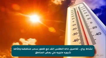 نشاط رياح.. تفاصيل حالة الطقس الغد مع ظهور سحب منخفضة وكثافة شبورة مائية على بعض المناطق